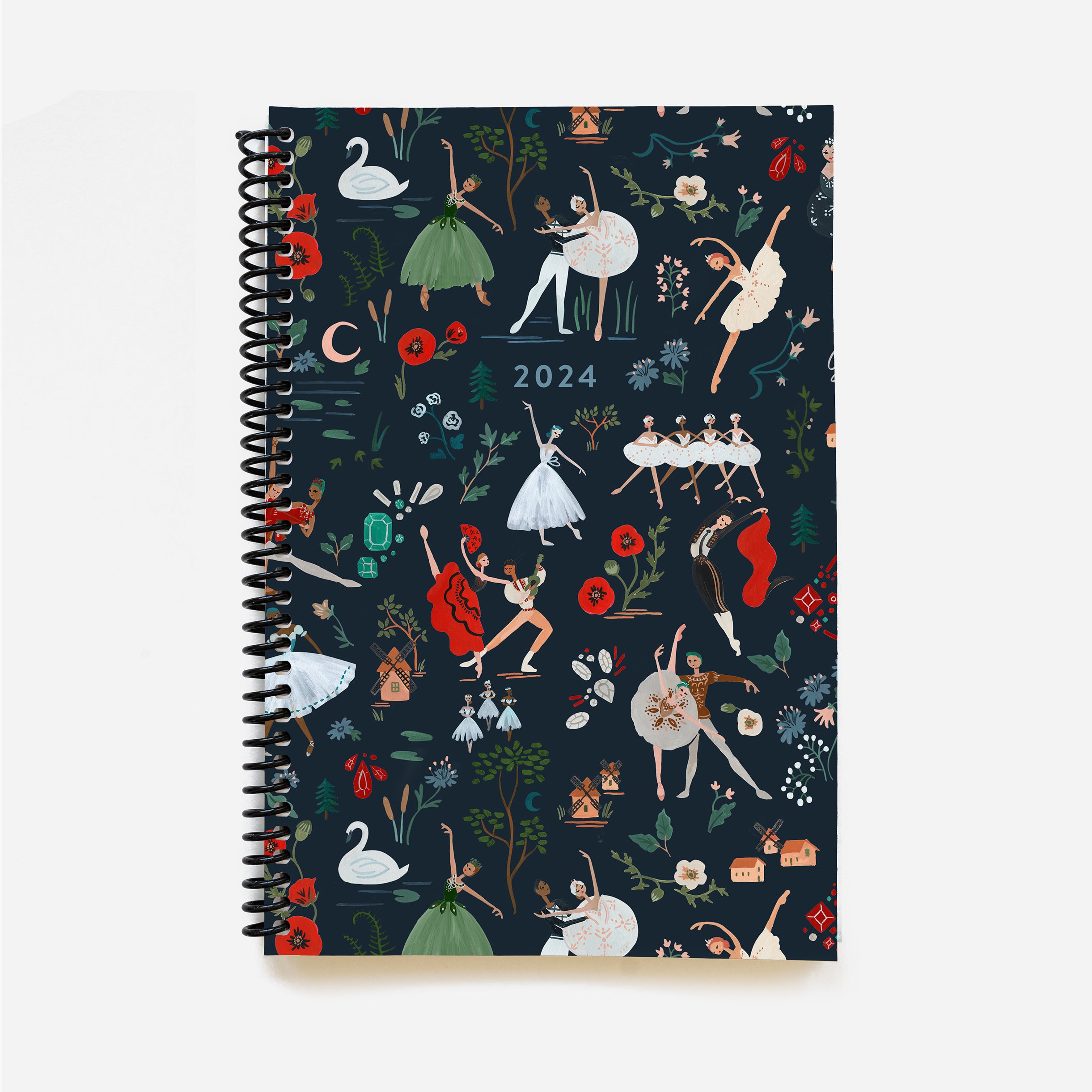 12-Month Weekly Diary - Small - Spiral Bound - 2024 CHERRY 