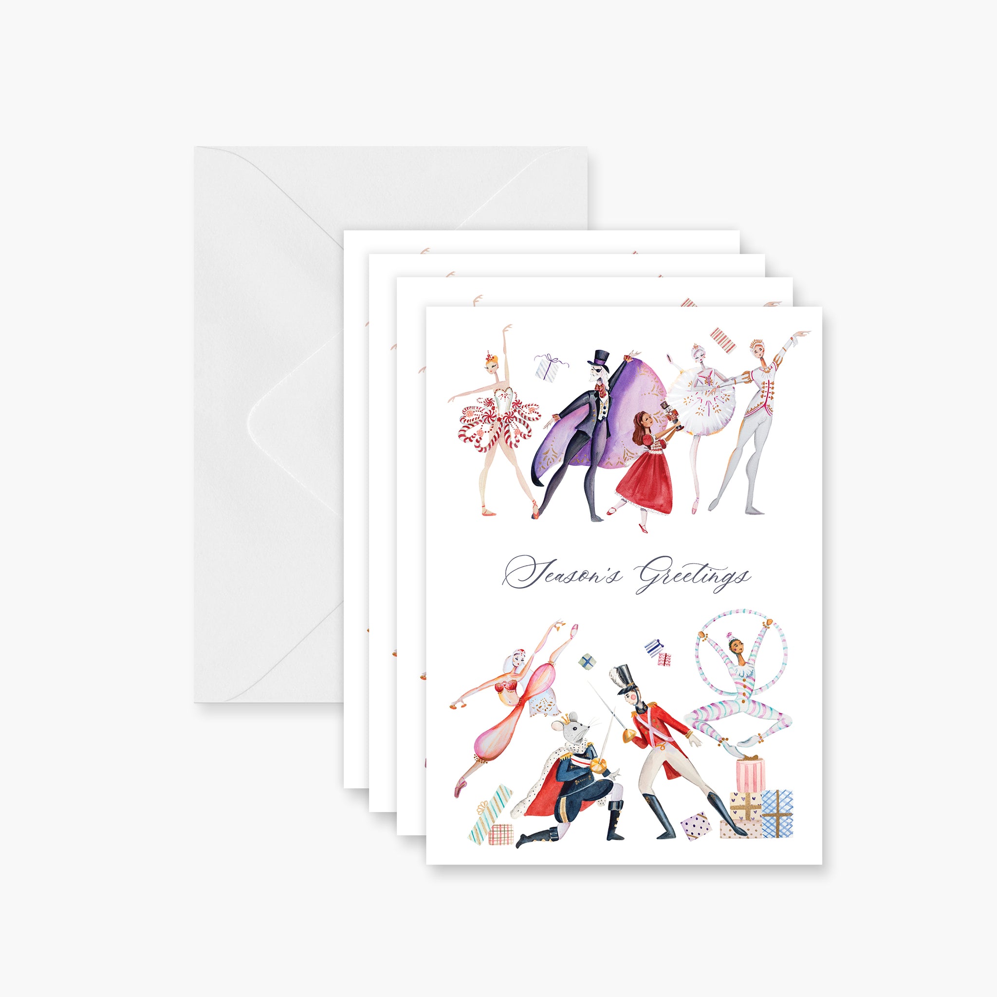 Nutcracker Ballet watercolor Christmas Cards on luxurious cotton cardstock  Single Card or bulk packs — Designs by Robyn Love