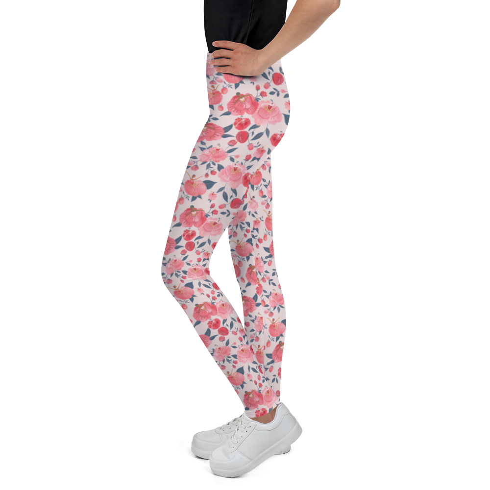 Waltz of the Peonies Youth Leggings