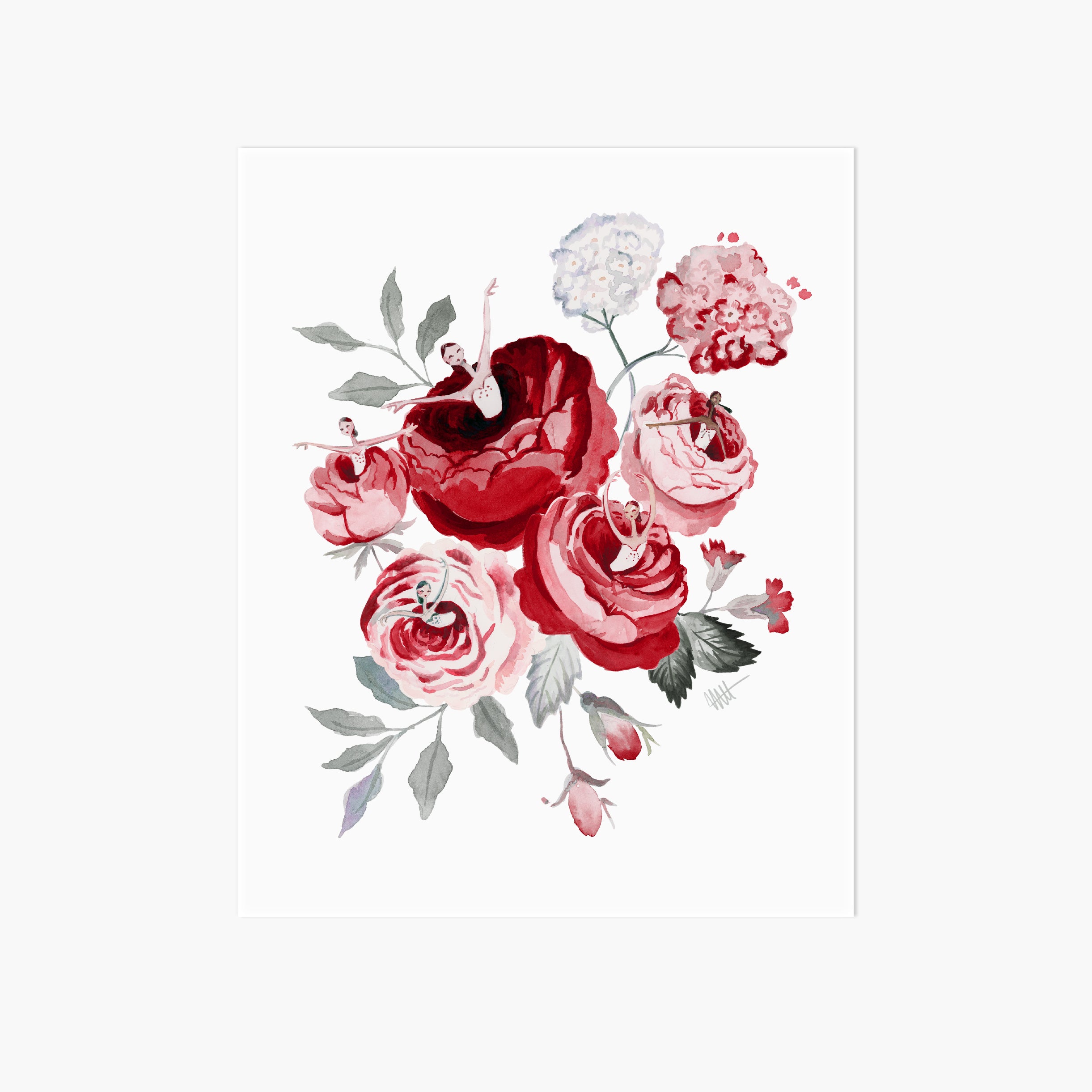 Red Roses Art Print | Ballet Art and Ballet Lifestyle by Pointebrush