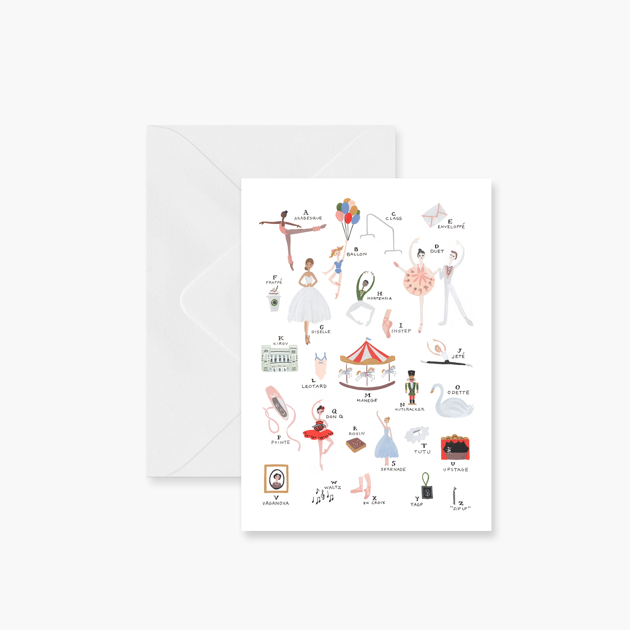 Ballet Alphabet Greeting Card | Ballet, Greeting Cards| Pointebrush Ballet Art and Lifestyle